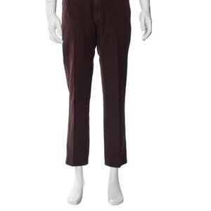 Men's Maroon Incotex Burgundy Cropped Skin Fit Pants